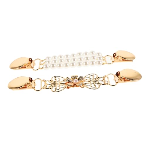 Warmhm 2 Stück Vintage Pullover Kragenclips Damen Retro Strickjacken Clip mit Perlen für Kleider Schals Hemden Dekorativer Cinch Clip Metall von Warmhm