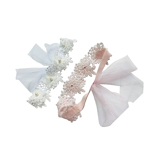 Warmhm 2stücke Blumen-haarbänder Für Kleinkinder Weiße Und Rosa Chiffon-lace-kopfbedeckungen Mit Perlen Für Geburtstagsfeiern Hochzeiten Und Besondere Anlässe Für Mädchen Jahren von Warmhm
