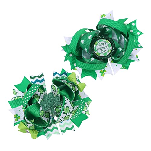 Warmhm 2stücke St Patricks Day Haarspange Kleeblatt-haarspange Haarschleifen-clip Junge Mädchen-haarspange St Patricks Day Zubehör Aus Stoff Und Metall Für Junge Mädchen Und von Warmhm
