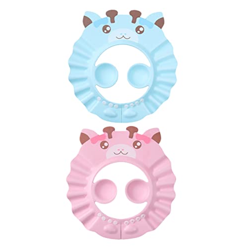 Warmhm 2stücke Wasserdichte Badekappe Für Junge Mädchen Eva-material Verstellbare Duschkappe Shampoo-mütze Geeignet Für Mädchen Und Jungen Einfache von Warmhm