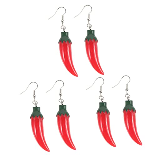 Warmhm 3 Paare Damen Ohrhänger Chili Design Leichte Sichere Resin Ohrringe Modisch und Süß für Party Alltag und Festliche Anlässe Auffälliger Tropfen Style für Trendbewusste Frauen von Warmhm