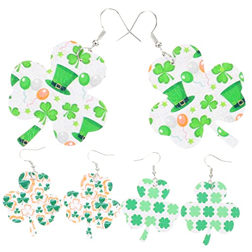 Warmhm 3 Paare Ohrringe Kleeblatt Design Dangle Ohrschmuck Damen Patricks Day Accessoires Festliche Schmuckideen von Warmhm