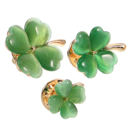 Warmhm 3 STÜCKE Kleine Vierblättrige Kleiderbroschen Unsichtbare Sicherheitsnadel für DIY Shirts Mäntel und Bastelarbeiten Tragbare Anstecknadel Grün von Warmhm