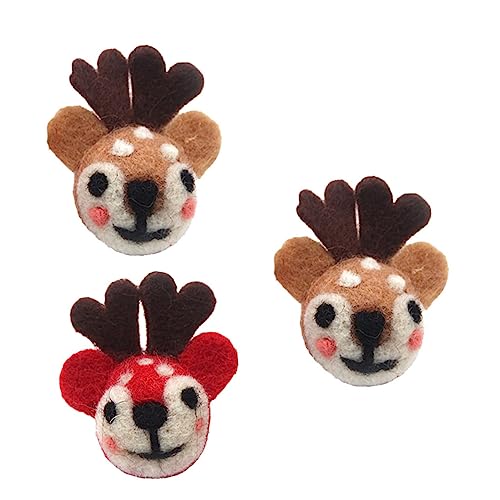 Warmhm 3 Stück Handgefertigte Wollfilz Broschen mit Niedlichem Weihnachts Suit Accessoire Cartoon Geweih Anstecknadeln für Kleidung Schals Hüte und Festliche Outfits Zufällige Farbe von Warmhm