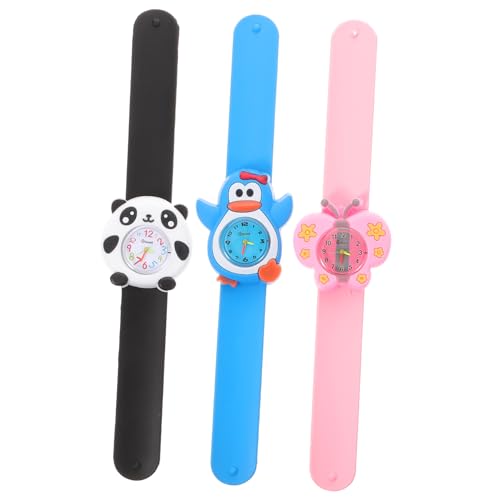 Warmhm 3 Stück Kinder Cartoon Silikon Armbanduhr Kinderuhr mit Bunten Designs Geeignet für Jungen und Mädchen Verstellbares Armband für Outdoor Aktivitäten von Warmhm