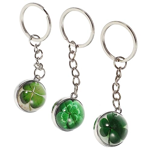 Warmhm 3 Stück Leuchtender Teilig Vierblättriger Schlüsselanhänger Langlebiges Key Hanging Pendant Glücksbringer für Patricks Day Tragbar und Vielseitig für Schlüssel Taschen und von Warmhm