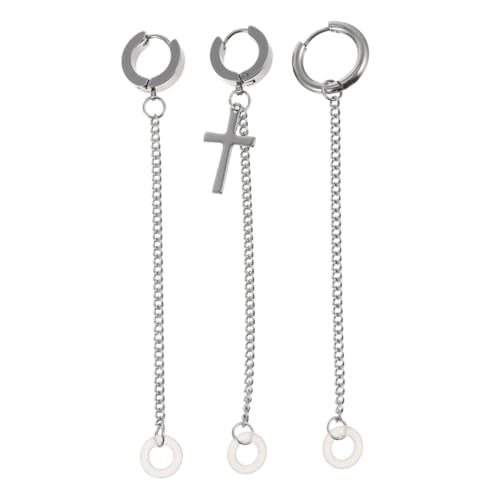 Warmhm 3 Stück Lost Ohrstecker Titanstahl Unisex Ohrhänger mit Kabellosem Ohrhörer Halteband Silberfarbene Ohrkette Schutz und Verlieren Verhindern Langlebig und von Warmhm