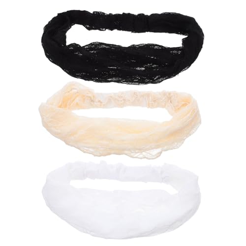Warmhm 3 Stück Teiliges Damen-spitzen-stirnband Atmungsaktiv Elastisch Luftiges Spitzengewebe für Sommer Vielseitig Tragbar als Haarband oder Kopftuch Rutschfest Geeignet für Outdoor und von Warmhm