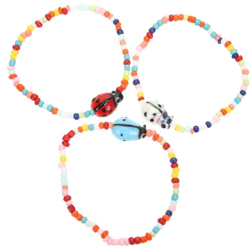 Warmhm 3 Stück Teiliges Elastisches Perlenarmband mit Marienkäfer Design Freundschaftsarmband für Teenager Mädchen und Frauen Modisches Schmuckset für Freundinnen von Warmhm