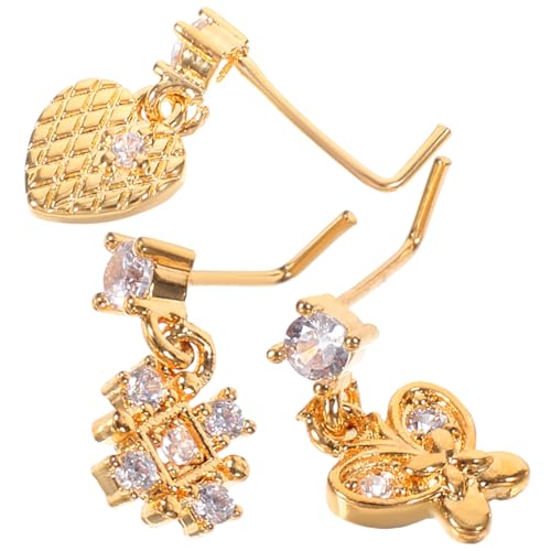 Warmhm 3 Stück Teiliges Förmiges Nasenring aus Zirkonlegierung Stabiles Hautfreundliches Piercing Schmuck für Damen Modischer Körperschmuck Vielseitig Kombinierbar und Sicher zu Tragen von Warmhm