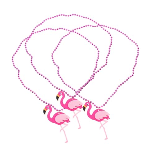 Warmhm 3 Stück Teiliges Hawaii Halskette mit Flamingo Anhänger Bunte Perlenkette Sommerliche Stranddekoration Modische Damen Halskette für Party und Urlaub von Warmhm