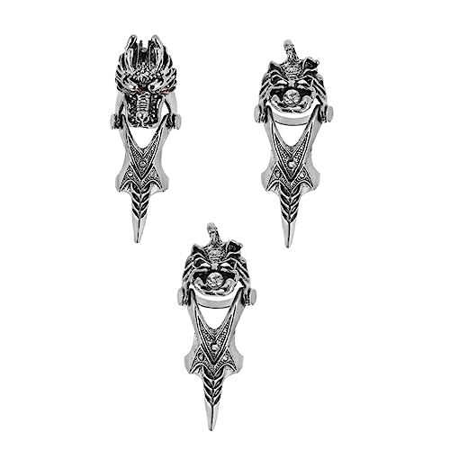 Warmhm 3 Stück Teiliges Herren Finger und Gelenkring im Punk Stil Retro Design Langlebiger Legierter Hautfreundlicher Auffällige Dragon Head Ringe für Festival Party und Alltag von Warmhm