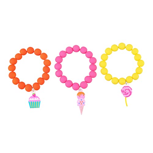 Warmhm 3 Stück Teiliges Kinderperlenarmband mit Eiscreme Anhänger für Mädchen Trendige Tragbare Armbänder für Partys und Tägliches Tragen für Geburtstagsfeiern und Sommerferien von Warmhm