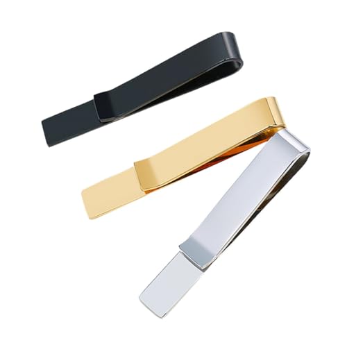 Warmhm 3 Stück Teiliges Krawattenklammern Herren Modisch Langlebig Glänzend Metall Tie Clip für Anzug Business Hochzeit Party Accessoire Schwarz Gold von Warmhm