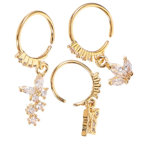 Warmhm 3 Stück Teiliges Nasenring mit Schmetterlingsdesign Strasssteinen Verziert Modisches Body Jewelry Nasenpiercing Schmuck für Damen Einzigartiger Look Hautfreundlich von Warmhm