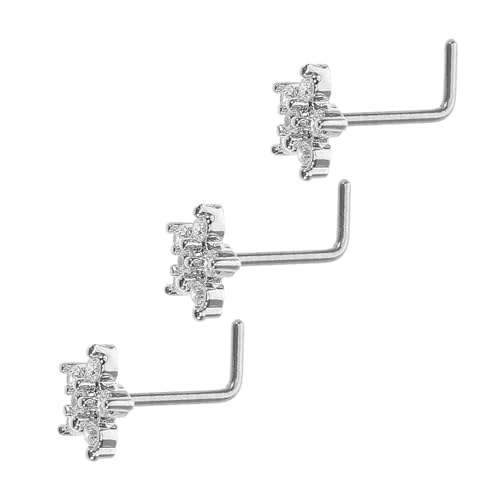 Warmhm 3 Stück Teiliges Nasenringe mit Zirkonia Stern Design für Damen und Herren Nasenpiercing Schmuck Funkelnde Nasenstecker für von Warmhm