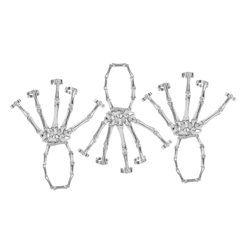Warmhm 3 Stück Teiliges Punk Armband mit und Skelettfingern Metall Zinklegierung Modisches Fingerkettchen Robustes Handgelenkband Vielseitiger Schmuck für Individuellen Style von Warmhm