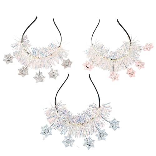 Warmhm 3 Stück Weihnachts Haarreif mit Glitzernden Schneeflocken Leichtes Langlebiges Party Haarband für Damen Festliche Xmas Kopfbedeckung für Weihnachts und Feiertagsparty von Warmhm
