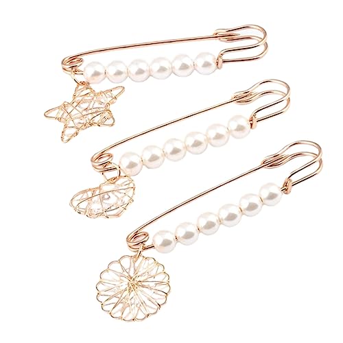 Warmhm 3Stücke Damenbrosche mit Perlen Teiliges Anstecknadeln für Kleidung Taschen und Schals Modisches Accessoire mit Filigranem Design von Warmhm
