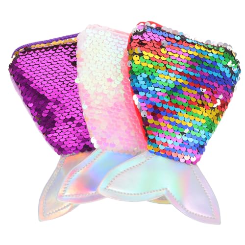 Warmhm 3Stücke Mini Meerjungfrau Geldbörse Pack Tragbare Pailletten Umhängetaschen für Mädchen Glitzer Crossbody Beutel und Farbton Multifunktional und Stylisch von Warmhm