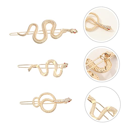 Warmhm 3 Stück Schlangen Haarspangen für Frauen Metall Haarnadeln Tragbare Haaraccessoires in Gold Schlichtes Design für Alltag und Partys von Warmhm