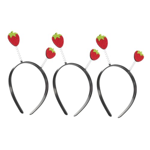 Warmhm 3stücke Erdbeer Haarreif Für Frauen Süße Stirnbänder Für Mädchen Obst-haarreifen Lebensmittel-kostüm Fruchtstirnbänder Für Partys Karnevalskopfschmuck Erdbeer-accessoires von Warmhm