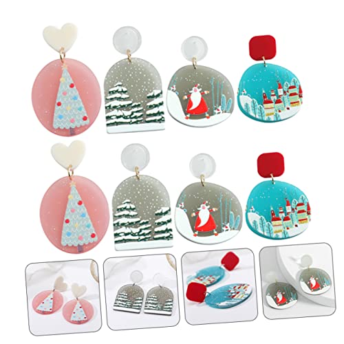 Warmhm 4 Paare Weihnachtsohrringe Weihnachtsbaum Schloss Weihnachtsmann Ohrstecker Bunte Geometrische Xmas Ohrringe für Damen Schmuck Warmhm 4 Paare Weihnachtsohrringe Weihnachtsbaum Schloss Weihnachtsmann Ohrstecker Bunte Geometrische Xmas Ohrringe für Damen Schmuck von Warmhm