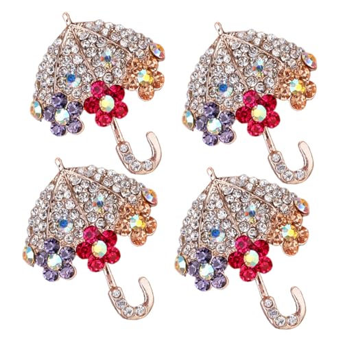 Warmhm 4 Stück Damen Broschen Strass Regenschirm Anstecknadeln Elegantes Design Vielseitig Kombinierbar Modische Accessoires für Kleidung und Schals von Warmhm