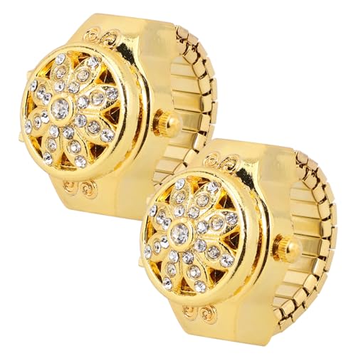 Warmhm 4 Stück Uhr Mit Diamantring Fingeruhren Für Damen Reloj Inteligente para Mujer Fingeruhrring Herren Reloj para Hombre Inteligente Galaxie Uhr Frau Lünette Einzigartig Zinklegierung von Warmhm