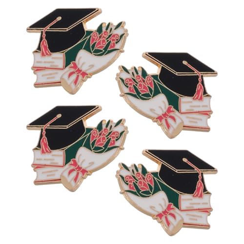 Warmhm 4 Stück Graduationsbrosche mit Metall Anstecknadel Form Eines Doktorhuts mit Blumen Design für Schüler und Studenten zur Feier Abschlusses von Warmhm