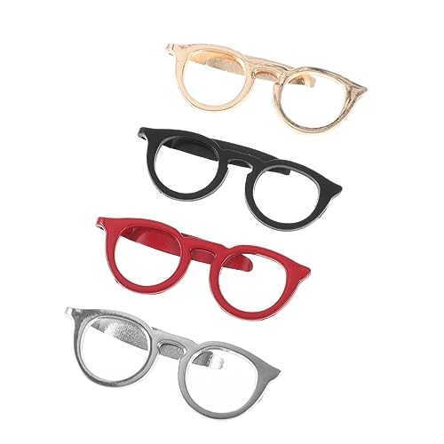 Warmhm 4 Stück Krawattenklammer Teilig Brillendesign Langlebige Herren Tie Bars Rot Gold Schwarz und Silber Klassische Business Krawattennadeln für Hochzeit Party und Büro von Warmhm