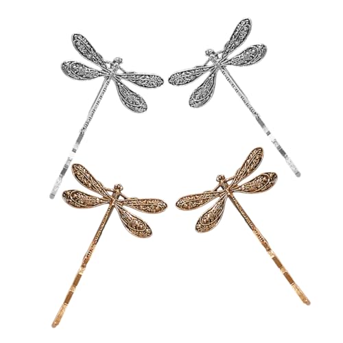 Warmhm 4 Stück Libelle Haars pange Libellen Haarschmuck Haarspangen für Frauen haarschmuck für frauen Metall Haarklammern Metallische Haaraccessoires Fransenclip aus Metall Libellen-Clips von Warmhm