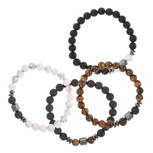 Warmhm 4 Stück Naturstein Armband Set für Männer und Frauen Dehnbare Beaded Armbänder Natürlichen Kristallen für Freundschaft von Warmhm