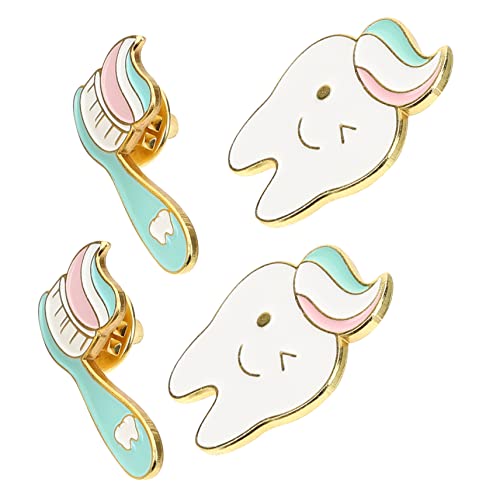 Warmhm 4 Stücke Lustige Zahn Zahnbürste Anstecknadel Emaille Pins für Rucksäcke Hüte und Kleidung Bezaubernde Broschen für Halloween von Warmhm
