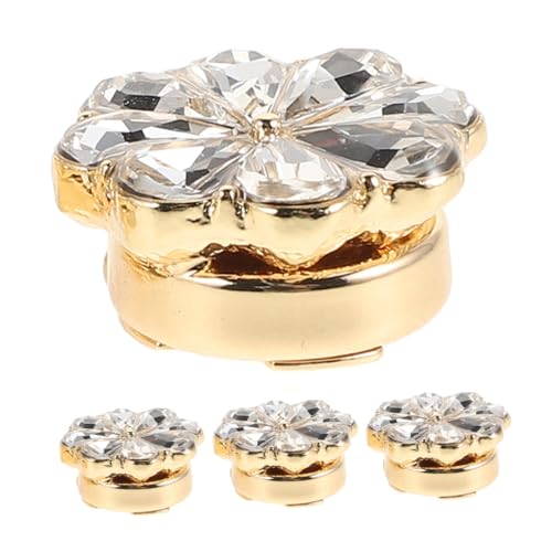 Warmhm 4 Stück Teiliges Blusenknopf abdeckungen mit Funkelnden Strasssteinen Blütenform Manschettenknöpfe aus Legierung für Damen Elegante Hemd accessoires für Business und Festliche von Warmhm