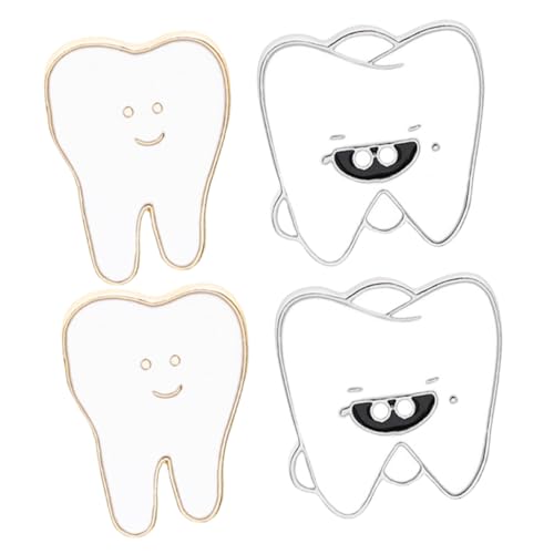 Warmhm 4 Stück Teiliges Cartoon Zahn Broschen Witzige Zahnarzt Anstecknadeln Detaillierte Zähne Design Vielseitig Tragbare Schmuck Pins für Kleidung Taschen Rucksäcke Geschenkidee für von Warmhm