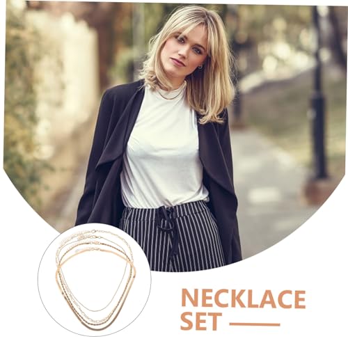 Warmhm 4 Stück Teiliges Goldfarbene Ketten Halsketten Damen Layered Choker Mehrlagige Modeschmuck Schmuck für Alltag und Besondere Anlässe von Warmhm