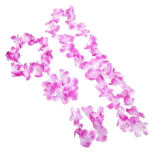 Warmhm 4 Stück Teiliges Hawaii Schmuckset Blumenkranz Verstellbare Halskette Stirnband und Armband für Strandparty Hochzeit Luau Feier Tropisches Party Accessoire von Warmhm