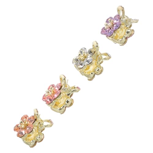 Warmhm 4 Stück Teiliges Mini Haarspangen mit Funkelnden Blüten Strasssteinen Rutschfeste Haarklammern für Damen Leichter Sicherer Halt für Hochzeit Party und Alltag von Warmhm