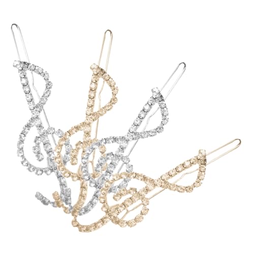 Warmhm 4 Stück Teiliges Musiknoten Haarklammern mit Strass Rutschfeste Metall haarnadeln für Damen und Mädchen Eleganter Haarschmuck für Hochzeit Vielseitige Styling accessoires von Warmhm