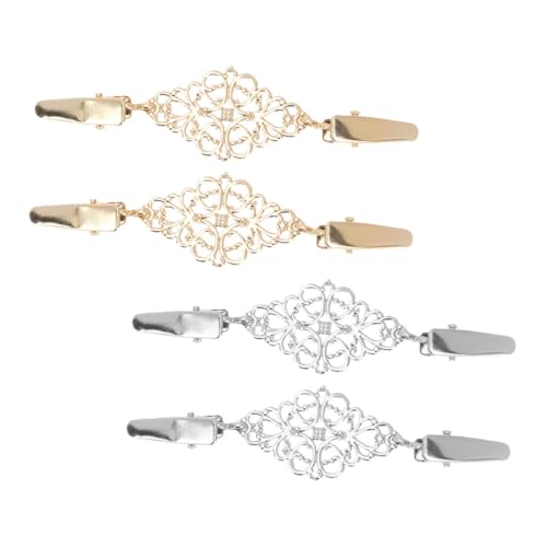 Warmhm 4 Stück Teiliges Retro Modebroschen Cardigan Clips Robustem Zinklegierung für Damen Vielseitige Schal und Pulloverhalter Sicherer Halt für Alltag und Festliche Anlässe Silber und von Warmhm