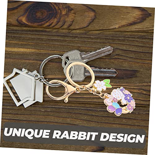 Warmhm 4 Stück Teiliges Schlüsselanhänger Metall Kaninchen Dekoration Korrosionsbeständig Langlebig für Taschen Rucksack DIY Anhänger Ostern Frühling von Warmhm