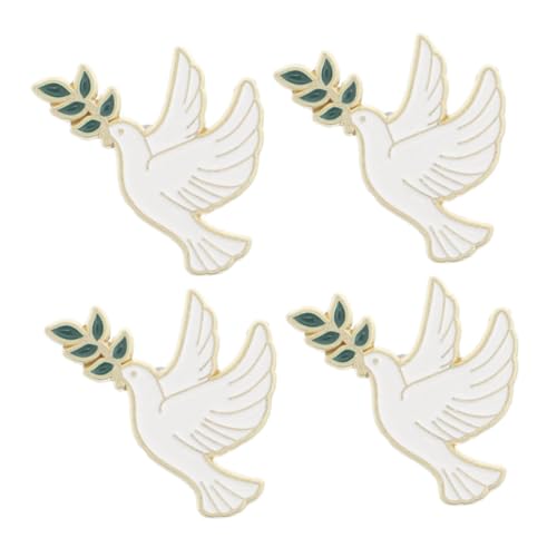 Warmhm 4 Stück Teiliges Set Metallbroschen Friedensdove mit Zweig Dekorative Anstecknadeln für Kleidung Rucksäcke Federmäppchen Detailreiche Langlebige und Stilvolle Schmuckpins für von Warmhm