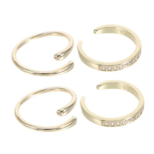 Warmhm 4 Stück Teiliges Set Verstellbare Damen Zehenringe mit Strass Offene Fußringe für Sommer Strand Boho Stil Komfortabel Glänzend Langlebig und Farbbeständig Passend für Fußgrößen von Warmhm