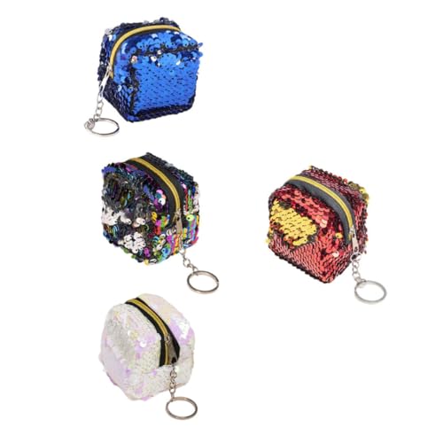 Warmhm 4 Stück Kinder Wechselgeldbörse Pailletten Handheld Zipper Aufbewahrungstasche für Münzen Kreditkarten und Kleingeld Vielseitige und Kompakte Geldbörsen für Mädchen von Warmhm