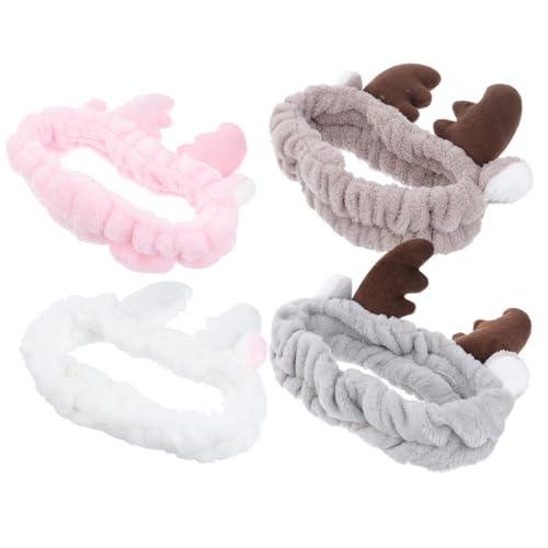 Warmhm 4 Stück Teiliges Weihnachts Haarband mit Weichem Plüsch Dekoratives Stirnband für Damen und Vielseitig für Make Up Gesichtsreinigung und Weihnachtsfeiern Geeignet Zufällige Farbe von Warmhm