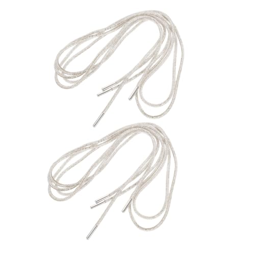 Warmhm 4 Stück Teiliges Weiße Strass Schnürsenkel Runde Glitzer-seilschnürsenkel für Damen Sneaker Stiefel Laufschuhe Modische Leichte und Langlebige Schuhbänder von Warmhm