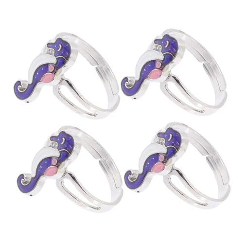 Warmhm 4stücke Ring Ozeantier-fingerring Verstellbarer Offener Ring Für Damen Mädchen Meerestiermotiv Zinklegierung Schmuck Damenring Offener Ringschmuck von Warmhm