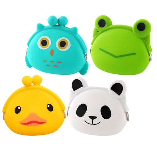 Warmhm 4 Stück Kinder Cartoon Silikon Münzbeutel Geldbörse für Schlüssel Kopfhörer und Süßigkeiten Langlebig Praktisch Neuartiges Spielzeug von Warmhm