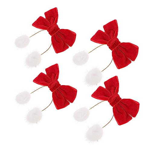 Warmhm 4stücke Haarspangen Für Mädchen Mit Pelzigen Bällen Und Schleifen Clips Für Haare Accessoires Für Kleinkinder Und Junge Mädchen Geeignet Für Weihnachten Und Partys von Warmhm